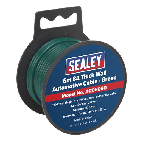 8A Thick Wall Automotive Cable 6m - Green