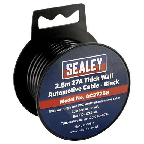 27A Thick Wall Automotive Cable 2.5m - Black