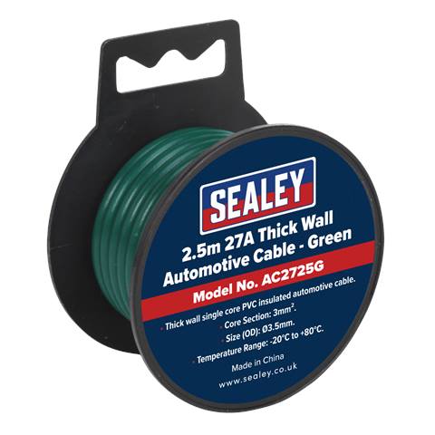 27A Thick Wall Automotive Cable 2.5m - Green