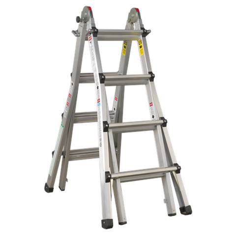 Aluminium 4-Way Telescopic Adjustable-Height Ladder - EN 131