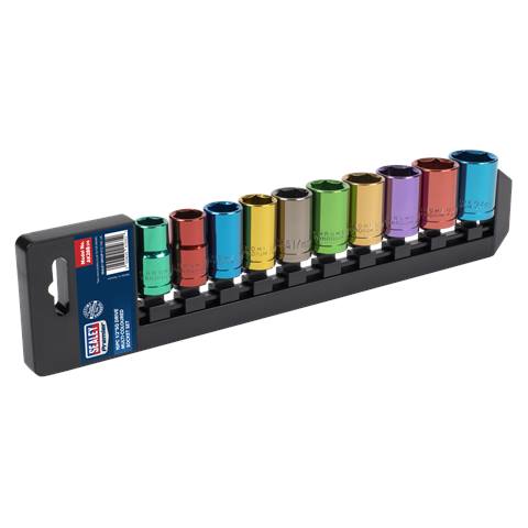 Premier Multi-Coloured Socket Set 1/2"Sq Drive 10pc