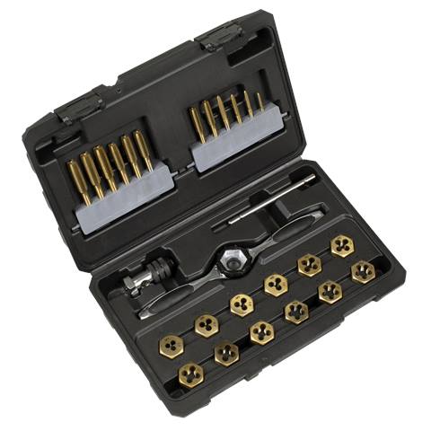 Titanium Coated Hexagonal Tap & Die Set 26pc