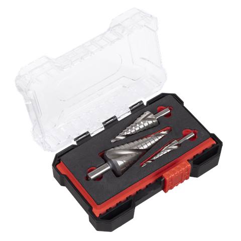 Spiral Flute HSS 4341 Step Drill Bit Set 3pc