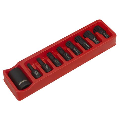 Premier Spline Impact Bit & Holder Set 1/2"Sq Drive 9pc