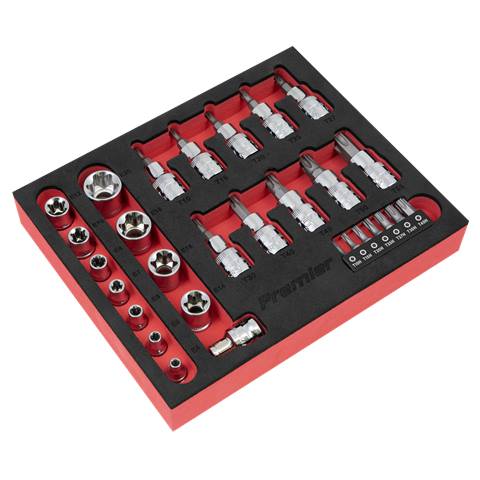 Premier TRX-Star* Socket & Security Bit Set 1/4"Sq & 3/8"Sq Drive 29pc