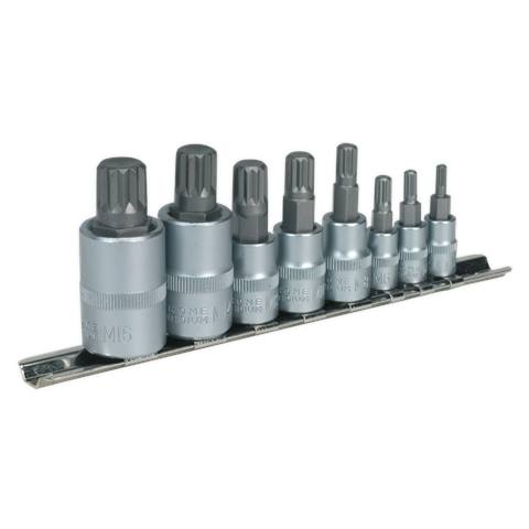 Premier Spline Socket Bit Set 1/4", 3/8" & 1/2"Sq Drive 8pc