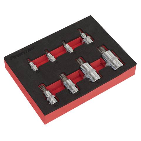 Premier Spline Socket Bit Set1/4", 3/8" & 1/2"Sq Drive 8pc