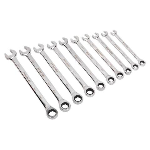 Premier Extra-Long Combination Ratchet Spanner Set 10pc