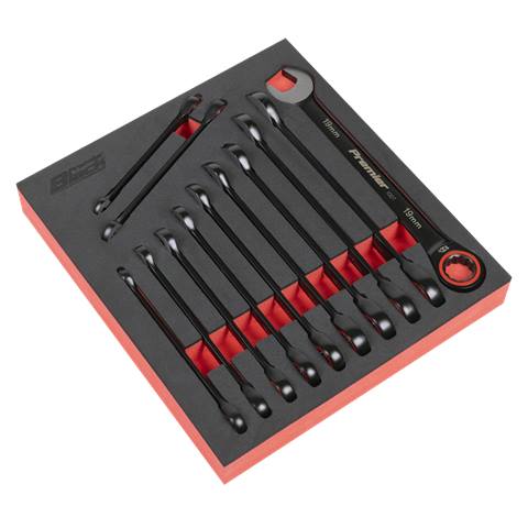 Premier Black Combination Ratchet Spanner Set 12pc