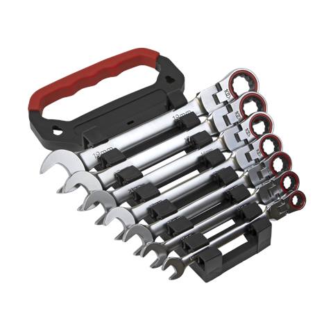 Premier Platinum Flexi-Head Ratchet Combination Spanner Set 7pc