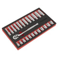 Premier Ratchet Wrench & Socket Set 3/8"Sq Drive 25pc