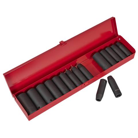 Premier Metric/Imperial Deep Impact Socket Set 1/2"Sq Drive 16pc