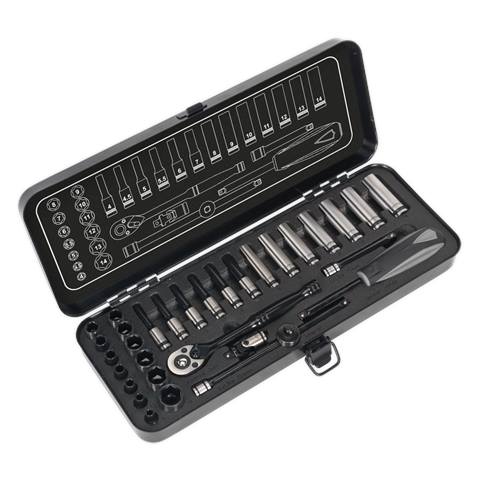 Premier Black Socket Set 1/4"Sq Drive 32pc