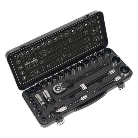 Premier Black Socket Set 1/2"Sq Drive 28pc