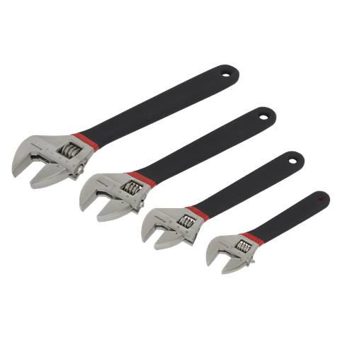 Premier Adjustable Wrench Set Ni-Fe Finish 4pc
