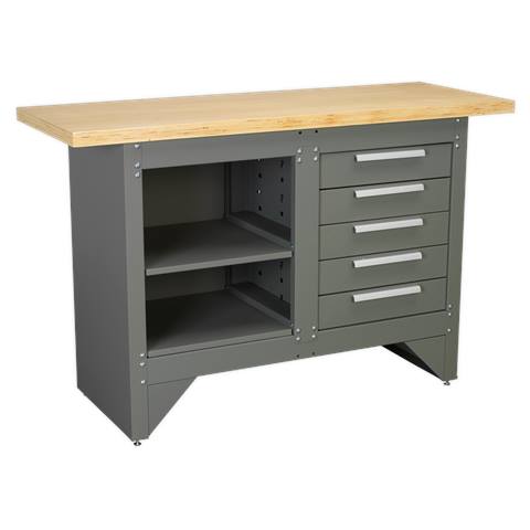Heavy-Duty Workbench with 5 Drawers