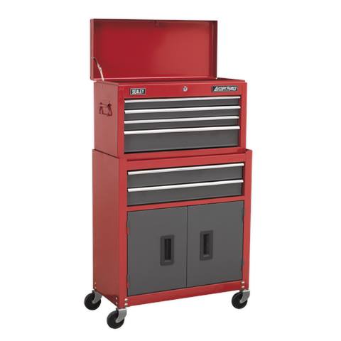 American PRO® Topchest & Rollcab Combination 6 Drawer - Red