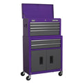 American PRO® Topchest & Rollcab Combination 6 Drawer - Purple/Grey