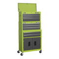 American PRO® Topchest, Mid-Box Tool Chest & Rollcab 9 Drawer Stack - Green