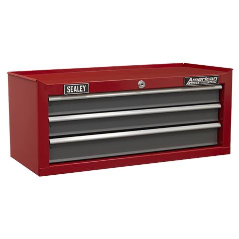 American PRO® Mid-Box Tool Chest 3 Drawer - Red/Grey