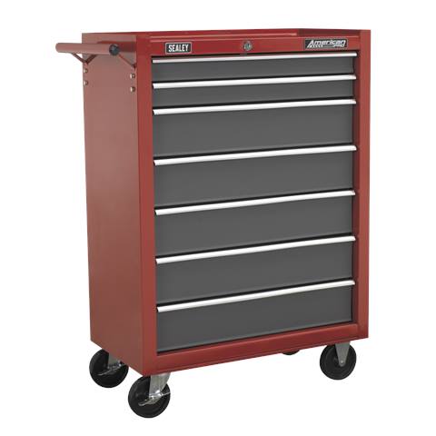 American PRO® Rollcab 7 Drawer - Red/Grey