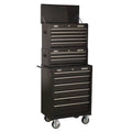 American PRO® Topchest, Mid-Box Tool Chest & Rollcab Stack 14 Drawer - Black