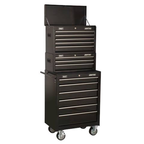 American PRO® Topchest, Mid-Box Tool Chest & Rollcab Stack 14 Drawer - Black