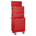 American PRO® Topchest, Mid-Box Tool Chest & Rollcab Stack 14 Drawer - Red