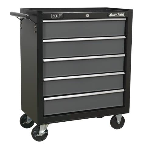 American PRO® Rollcab 5 Drawer - Black/Grey