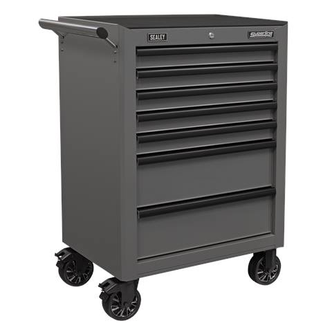Superline PRO® Rollcab 7 Drawer - Grey/Black