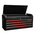 Premier™ Retro Style Wide Topchest 4 Drawer - Black with Red Anodised Drawer Pulls