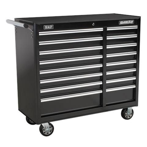 Superline PRO® Heavy-Duty Rollcab 16 Drawer - Black