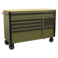 Superline PRO® Mobile Trolley with Wooden Worktop & Power Bar 10 Drawer 1320mm