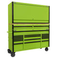 Superline PRO® Black Edition Mobile Trolley with Wooden Worktop, Hutch & 2 Drawer Riser 15 Drawer 1549mm