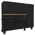 Superline PRO® Black Edition Mobile Trolley with Wooden Worktop 15 Drawer, Hutch, 2 Drawer Riser & Side Locker 1549mm