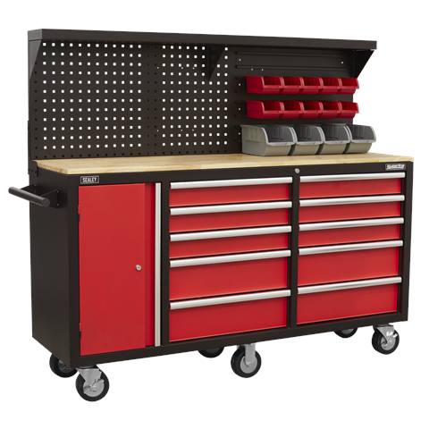 Superline PRO® Mobile Workstation with Backboard 10 Drawer