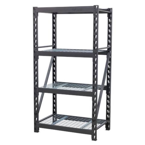 Heavy-Duty Racking Unit with 4 Mesh Shelves 640kg Capacity Per Level
