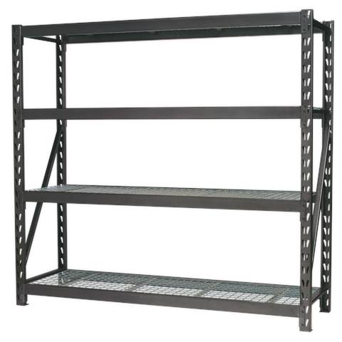 Heavy-Duty Racking Unit with 4 Mesh Shelves 640kg Capacity Per Level