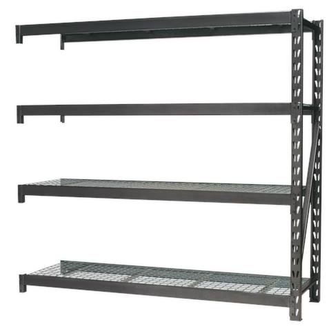Heavy-Duty Racking Extension Pack with 4 Mesh Shelves 640kg Capacity Per Level