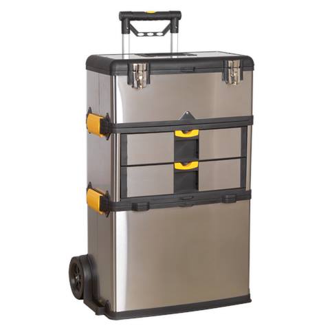 Mobile Stainless Steel/Composite Toolbox with 3 Compartments