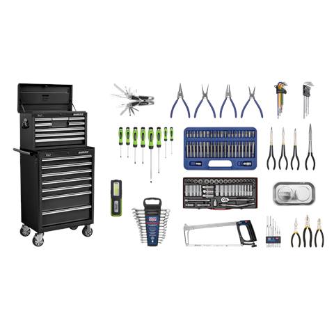 Superline PRO® Topchest & Rollcab Combination 15 Drawer with 148pc Tool Kit - Black