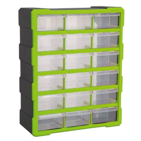 Cabinet Box 18 Drawer - Green/Black