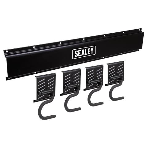 Wall Mounting Storage Rail with 4 Hooks