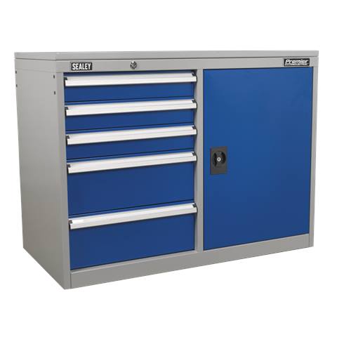 Premier Industrial™ Cabinet/Workstation with 5 Drawers & 1 Shelf
