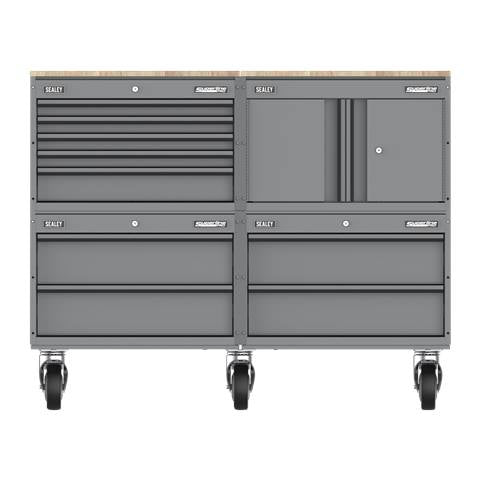 Superline PRO® Storage System with Rubber Wood Worktop 1.36m