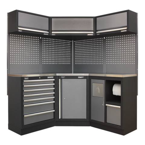 Superline PRO® Corner Storage System with Stainless Worktop 1.55m