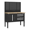 Superline PRO® Modular Workbench with 4 Drawers & Cupboard Wooden Worktop 1265mm