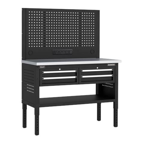 Superline PRO® Modular Workbench with 4 Drawers Stainless Steel Worktop 1265mm
