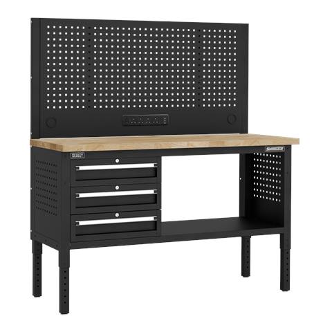Superline PRO® Modular Workbench with 3 Drawers Wooden Worktop 1525mm