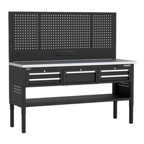 Superline PRO® Modular Workbench with 5 Drawers Stainless Steel Worktop 1830mm